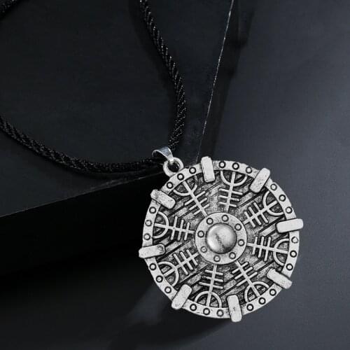 Cxwind Vitage Viking Rune Necklace with Compass Pendant For Women Choker Statemenet Charm Statement Geometirc Necklaces Jewelry