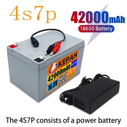 42Ah 4S7P+16.8V Charger Suitable for 16.8V Equipment,High-power Lithium-ion Lnverter and Solar Cell of Tourist Car