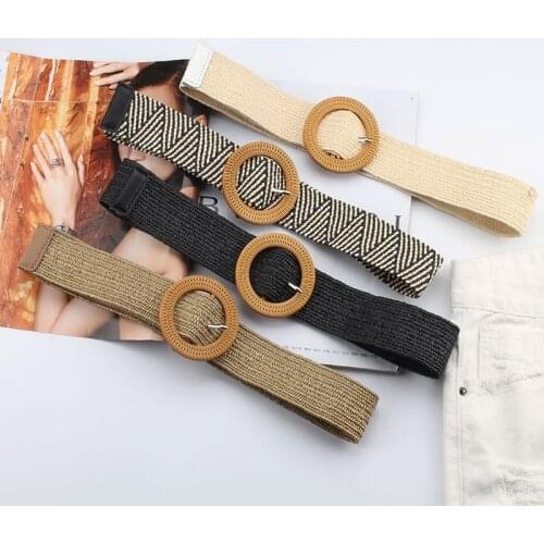 Korean Version of The New Style of Cotton and Linen Casual Style Webbing Female Round Square Buckle Dress Decoration Wild Belt