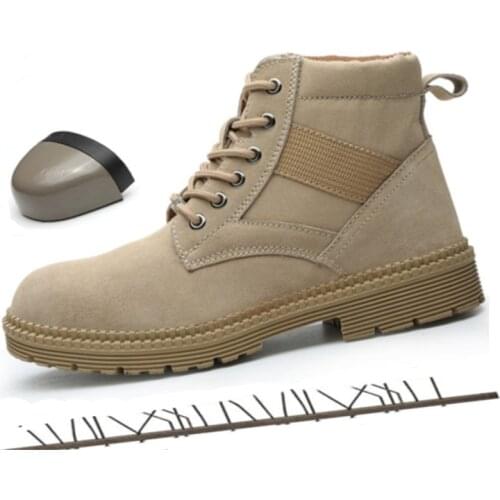 Winter Shoes Men Steel Toe Cap Boots Warm Work Safety Shoes Unbreakable Shoes Motorcycle Tactical Boots Waterproof Sneakers