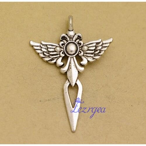 10pcs/lot--48x34mm, Antique silver plated wing cross Charms,DIY supplies,Jewelry accessories