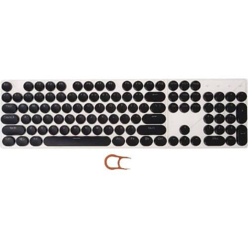 104 Keys Retro Round Keycaps Double Shot DIY Typewriter Keycaps for Backlit Mechanical Keyboard Key Cap