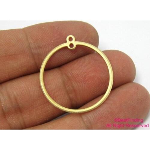50pcs Brass pendant 25x1mm Brass circle round earrings pendant with 2 loops-R517