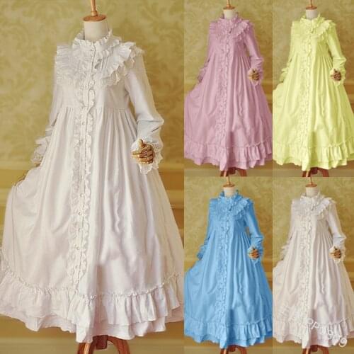 2020 New Vintage long medieval dress women medieval dresses white Retro style renaissance dress floor length women cosplay dress