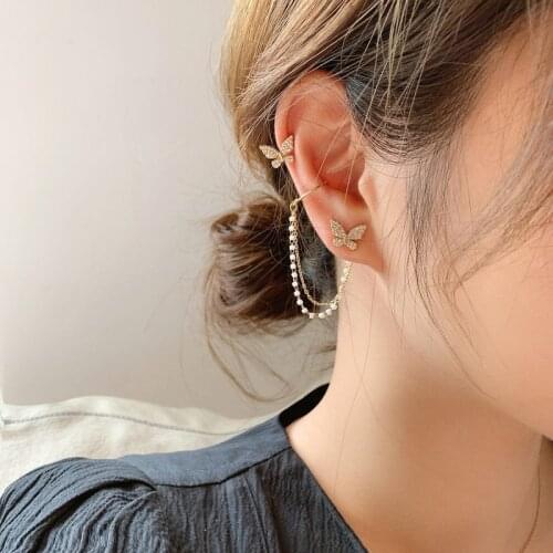 2020 New Fashion Womens Earrings Butterfly Pearl Link Ear Clip Stud Earrings For Women Brides Wedding Party Jewelry Wholesale