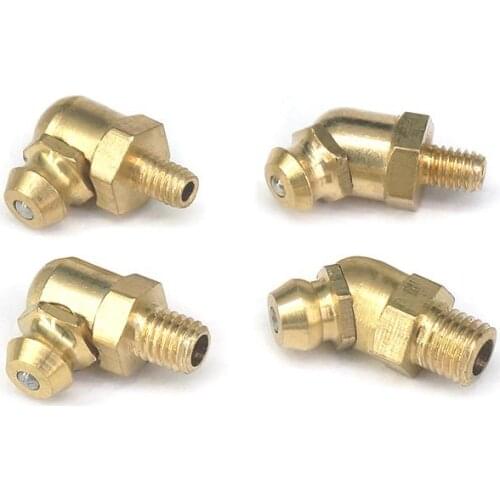 LOT10 M4 M5 M6 M8 M10 M12 M14 Male 45 Degree 90 Degree Brass Grease Zerk Nipple Connector For Grease Gun Machine T