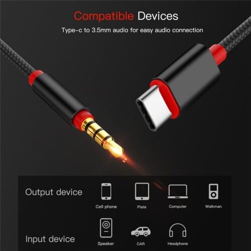 1m Type-C To Jack USB C Type Male To 3.5mm Headphone Adapter Multicolor Aux Audio Cable For Letv Le
