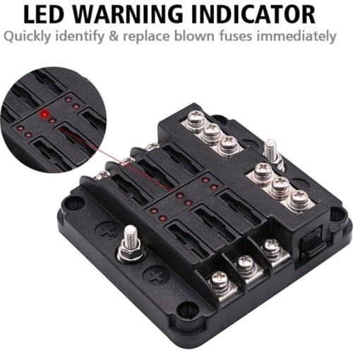 Car 6 Way Fuse Box Refitting Independent Positive And Negative Fuse For Motorhome And Yacht Universal Terminal Screws Accessorie