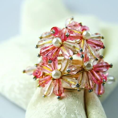 Free Shipping Crystal Flower Napkin Ring Wedding Wholesale 6pcs