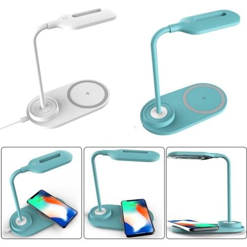 10W Wireless Charger for Samsung LED Table Light Desk Lamp Mobile Phone Wireless Charging For Xiaomi Smartphone Table Lamp