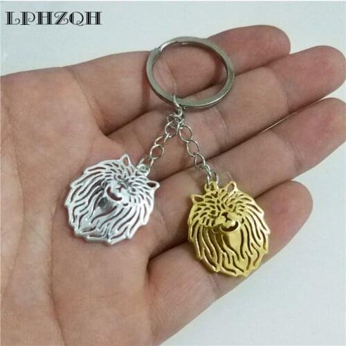 LPHZQH Fashion Cute Persian Cat Keychain Women Bag Charm Pendant Accessory Car Keyring Pet Lover Jewelry Gold Color Color