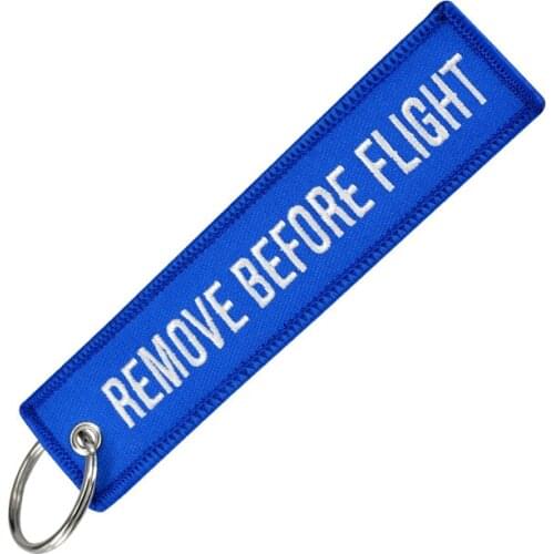 Remove Before Flight Keychain for Important Things Tag Blue Embroidery Key Fobs OEM Key Chain Jewelry Aviation Gifts for Men