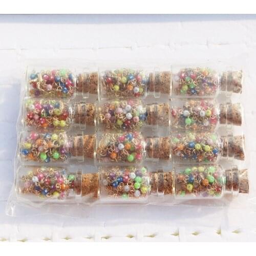 12pcs Wish Bottle Bling Rhinestone 4mm Rosary Beads INRI JESUS Cross Pendant Necklace Catholic Fashion Religious jewelry