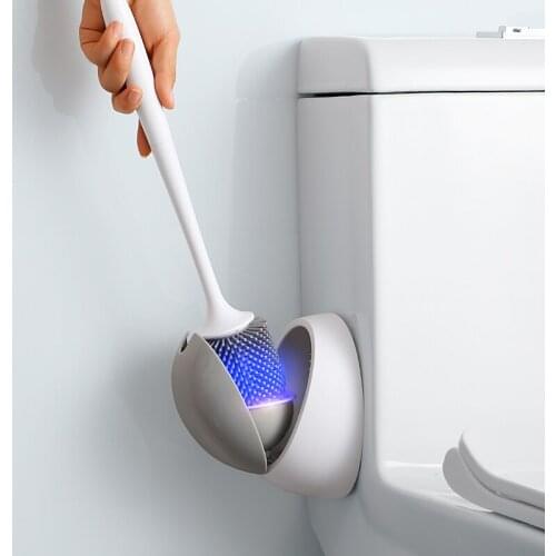 Household Punch-free Silicone Toilet Brush Holder 360° Circulation Vent Clean Tool WC Wall-mounted Bathroom Accessories Sets