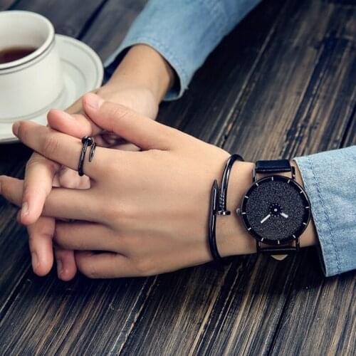 Womens Watch Pointer Display Simple Sweet Stylish Design Round Dial Chic Watch Leather Strap Watch Women Watches Reloj Mujer