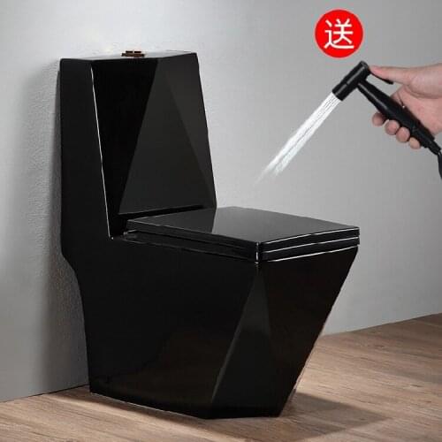 Black toilet diamond square simple European household color siphon ceramic toilet seat toilet