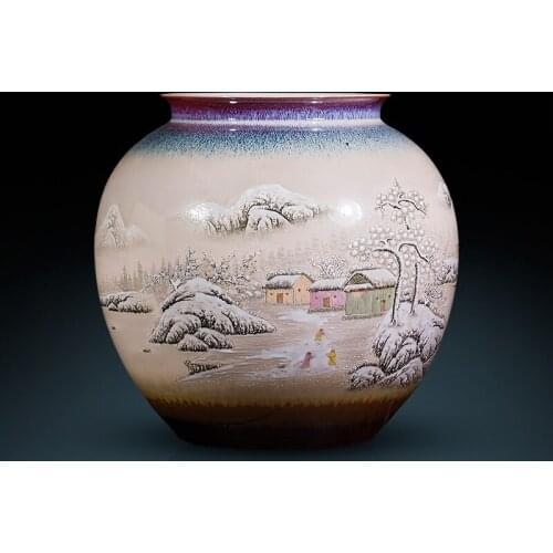 Jingdezhen Ceramic Hand Painted Belly Pot Flower vase Chinese vase Living Room Study Decoration Ornaments porcelain ceramic vase