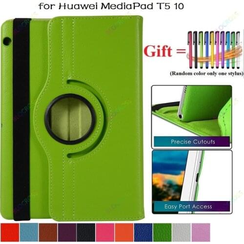 For Huawei MediaPad T5 10 AGS2-W09/L09/L03 10.1 Inch Tablet Funda Stand PU Leather Flip Cover for 360 Rotating Case Huawei T5 10