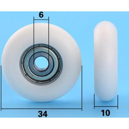 DuoWeiSi 6*34*10mm Package plastic bearing pulley European standard 3030 aluminum profile track guide bearing 57kg Inside 6mm