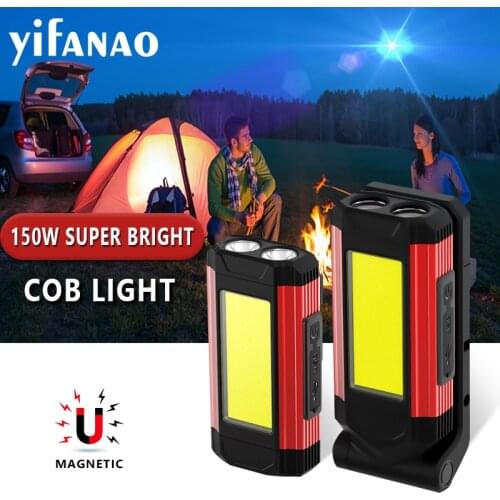 150W Magnet COB Work Light 3200mah LED Flashlight Camping Lamp IPX6 Waterpoof Torch USB Rechargeable Lantern as power bank