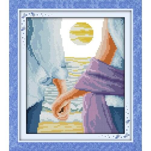 Joy Sunday Blue Love Counted Cross Stitch 11&14CT DIY Cross Stitch Kit Embroidery Needlework for Home Decor Handmade DIY Gift