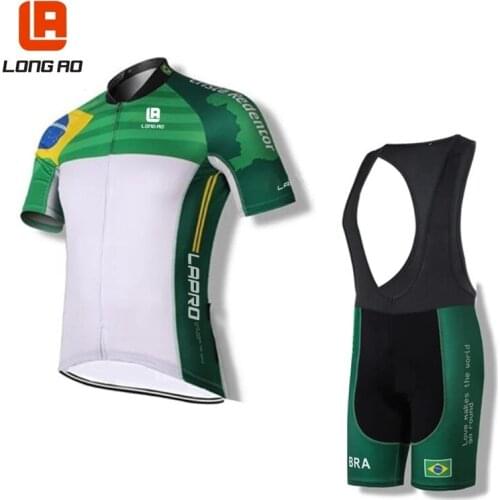 LONG AO Brazil team Summer short sleeve Quick Dry cycling clothes Cycling jerseys sets Quick-dry breathable Cycling clothings