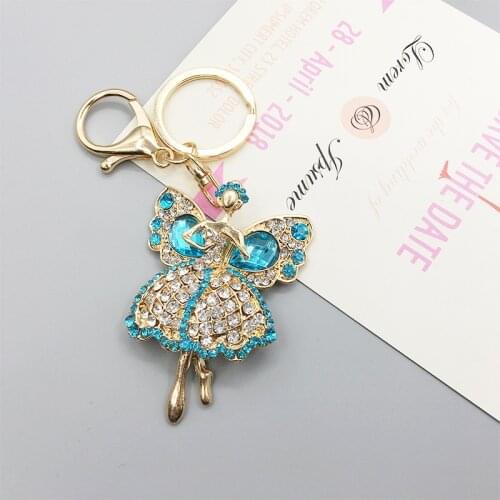 Hot Selling Creative Angel Key Chain Zinc Alloy Crystal Dancing Girls Car Key Ring Factory Direct Customizable