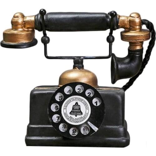 New Hot Creative Promotional Gift Retro Telephone Model Antique Desktop Ornament Craft Home Decoration Figurines Specific Gift