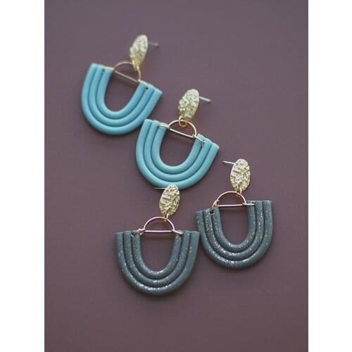 Trendy Polymer Clay Molded Elegant Classic Geometry Unique Ethic Dangle Stud Pendant Statement Earring For Women Jewelry