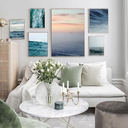 Sea Ocean Wave Landscape Wall Art Canvas Painting Nordic Posters And Prints Wall Pictures For Living Room Bedroom Home