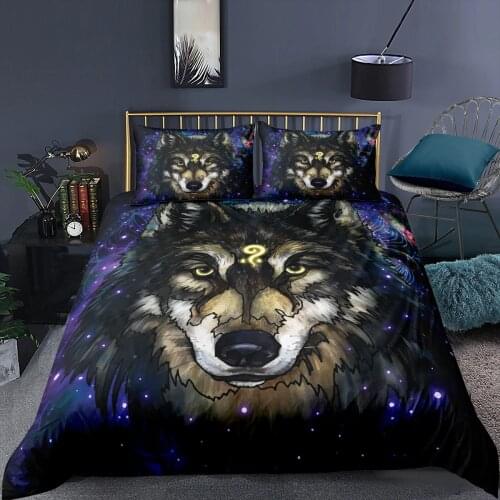 Wolf Comforter Set Cartoon Duvet Cover 3D Cool Printing Aniaml Lion Leopard Bedding Set And Pillowcase 2/3pc Bed Cover Set