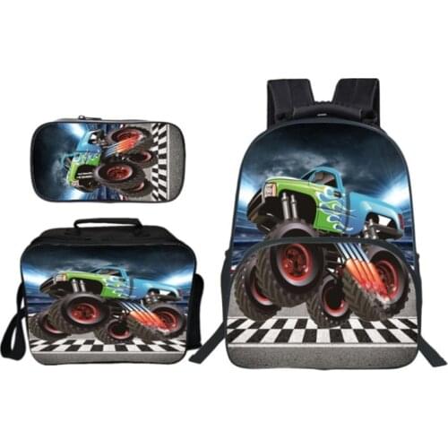 School Bags Set Student Backpack Car Backpacks Kid Cartoon Printed Rucksack Anime Bookbag Shoulder Pencil Bag