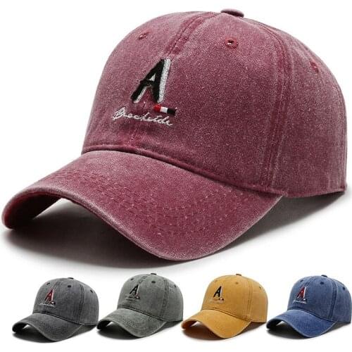 New Washed Cotton Men Baseball Cap Vintage Snapback Hats For Women Embroidery Baseball Hat Letter A Bone Male Cap