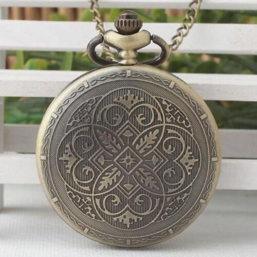 New Bronze antiques Carving a paper-cut Bronze antiques Fashion quartz Flip clock Necklace pocket watches gift