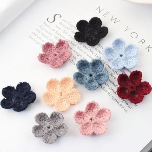 Wholesale 100PCS Handmade Felt Crochet Flower Patch Sticker Craft Girls Hair Jewelry Garment Shoes Headband Clips Decoration