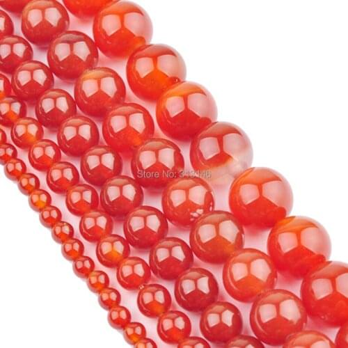 Bulk Wholesale Natural Stone Red Agate Carnelian Beads 4 6 8 10 12MM 15" Strand Pick Size For Necklace Bracelet Jewelry Making
