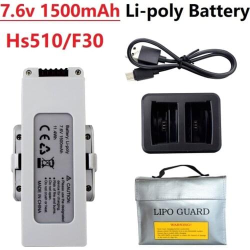 Original 7.6V 1500mAh Lipo Battery For Hs510/F30 Drone Bag/Charger RC Quadcopter Spare Parts Accessories Rechargeable Battery