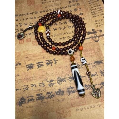 Wholesale Natural Agate Dzi Pendant Necklace Sweater Sandalwood Bead Chain Amber Mans Womans Jewelry Fathers Day Gift