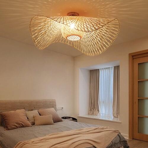 Rattan Woven Ceiling Lampshade Restaurant Hotel Office Lighting Shades