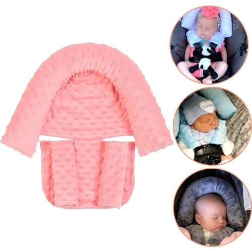 Baby headrest, for car seat, with safety strap cover, newborn recliner pillow for sleeping, crib mattress, neck protection