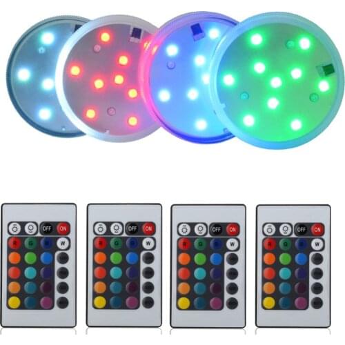 Mini Battery Operated Remote Controlled Underwater 10 Multicolors SMD LED Vase Lights Submersible LED Lights Waterproof Light