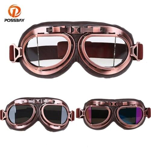 POSSBAY Motorcycle Glasses Retro Goggles Motorbike Vintage Classic Scooter Cruiser ATV Glasses Off-Road Motocross Racing Eyewear