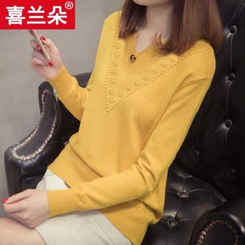 Woman Sweaters Pullover Spring Autumn V-neck Sweater Womens Loose Pullover Knitting Sweater Shirts Femme Chandails