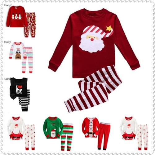 Christmas Baby Boys Clothes Suit 2019 Santa Costumes Boy Pajamas Sets X'mas Tee Shirts Trousers Kids Pijamas Gift Sleepwear