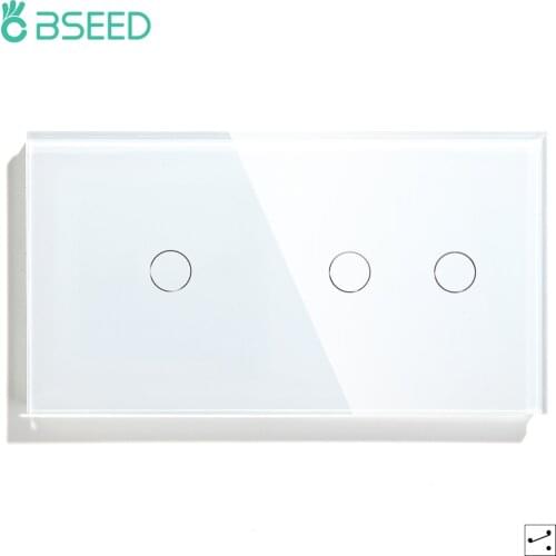 BSEED Light Switch Touch Wall Lamp Switch LED Crystal Sensor Switches 6Gang EU Standard 240V 1Way 2Way On Off