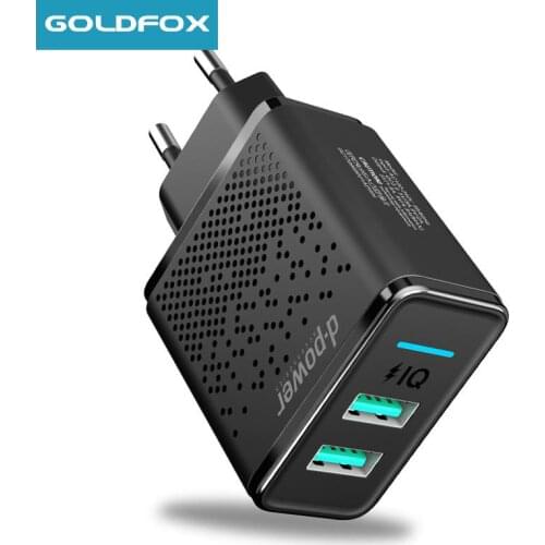 Phone USB Charger Travel Wall Adapter 2.4A Fast 2 USB Charger for iPhone Samsung Xiaomi Tablets Phone USB Charger Power plug EU