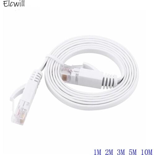 White Flat Ethernet Cable CAT6 RJ45 Lan Networking Patch Cord Cables for Computer Router Laptop 1M/2M/3M/5M/8M