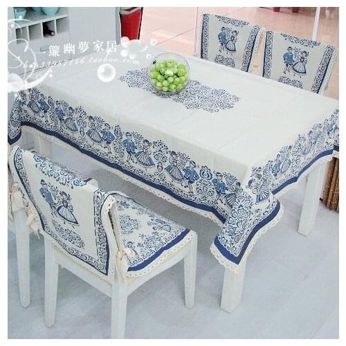 Blue Autumn and winter cotton and linen tablecloth cover cloth upholstery chair cover cushion