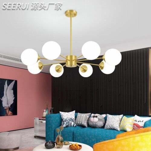 Modern nordic led crystal led glass ball nordic lamp pendant lights modern chandelier ring lamp led wall moon lamp livingroom