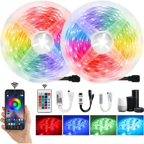 12V LED Strip Lights Us Plug RGB 5050 Waterproof Flexible Ribbon DC Wifi Tape Diode Bedroom Decoration luces Led Light Bluetooth